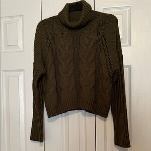 moon & madison Olive Cable Knit Turtleneck Sweater